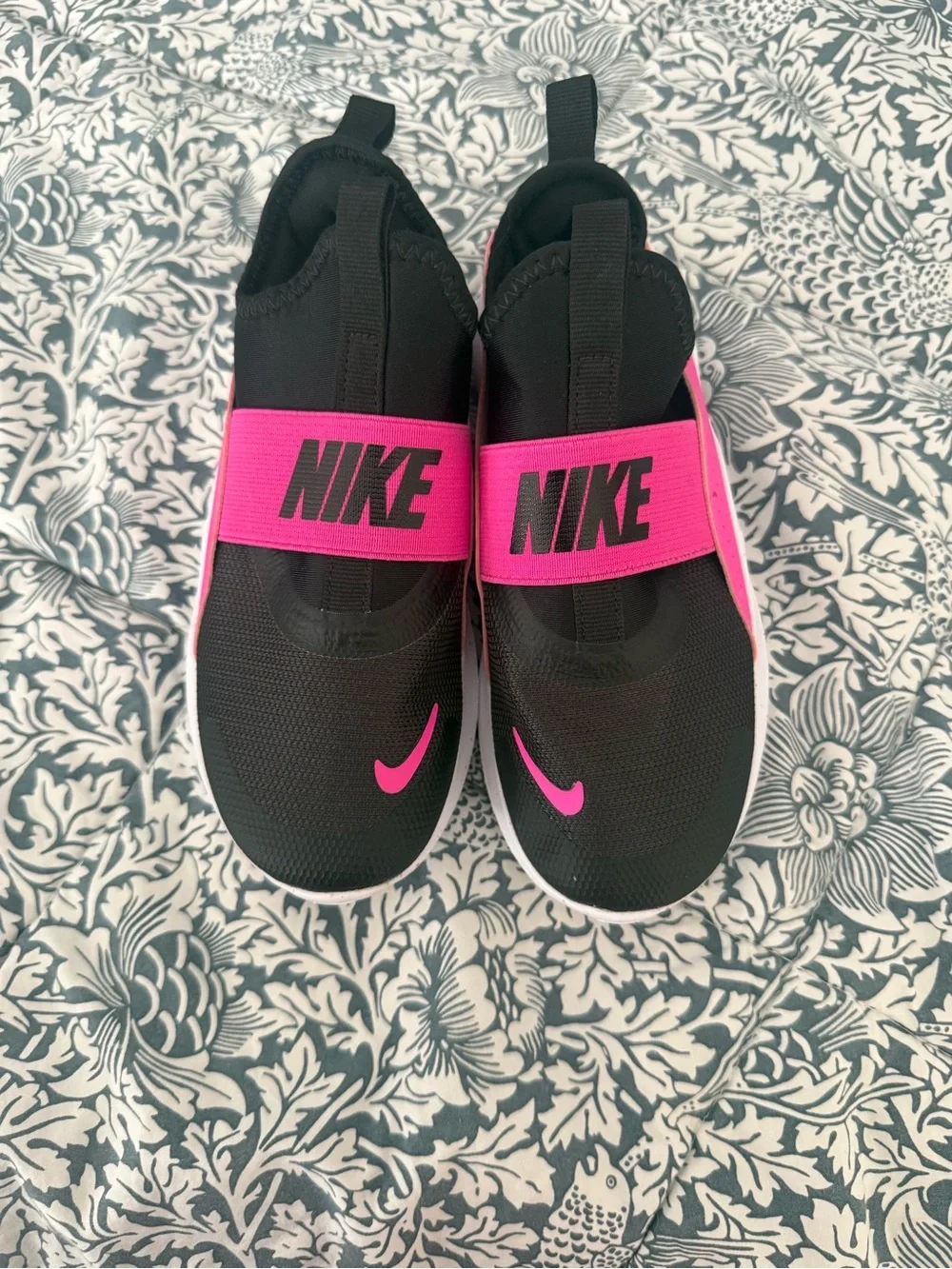 Nike Black Slip-On Sneakers with Hot Pink Accents